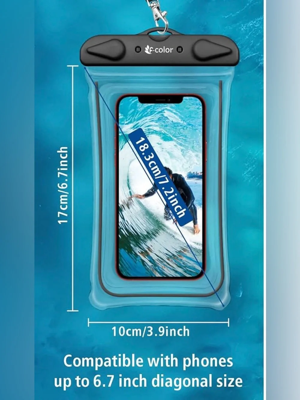 F-Color Waterproof Phone Pouch Lanyard 4 Pack